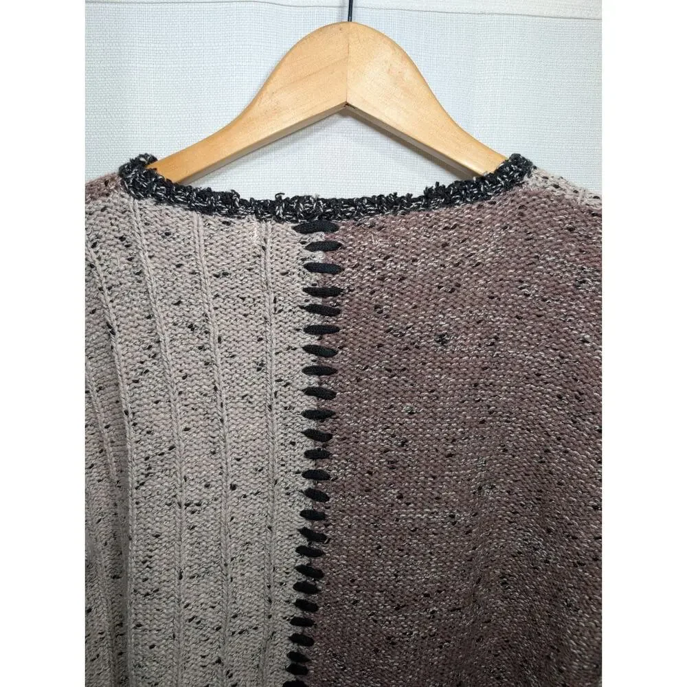 Debra Lubell Vtg Womens Patchwork Knit Sweater Sz M‎ Chunky Textured Colorblock